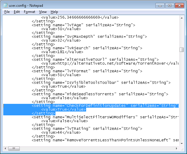 Edit user.config